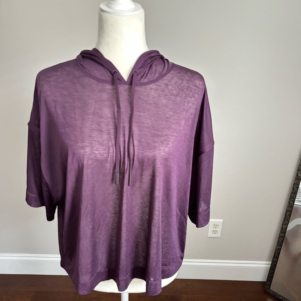 Athleta Purple Vapor Cropped Sheer Hoodie Size Medium